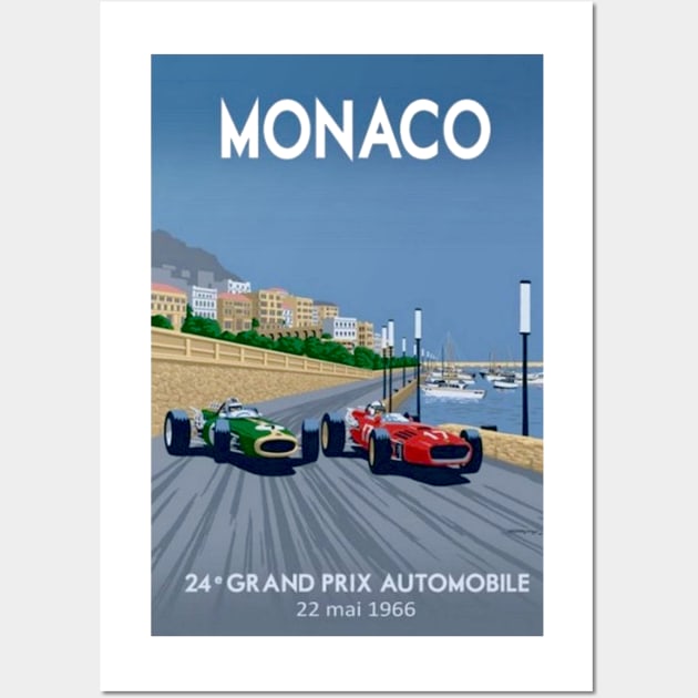 Monaco Vintage 1966 Grand Prix Auto Road Racing Advertising Print Wall Art by posterbobs